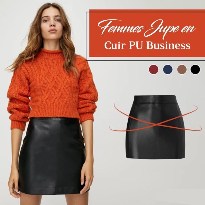 Femmes Jupe en Cuir PU Business