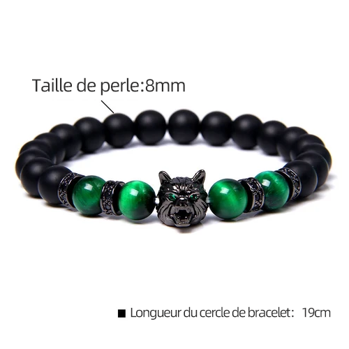 Bracelet œil de Tigre tête de Loup