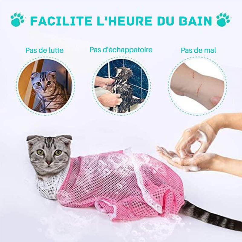 Sac de Bain de Toilettage Multifonctionnel pour Chat