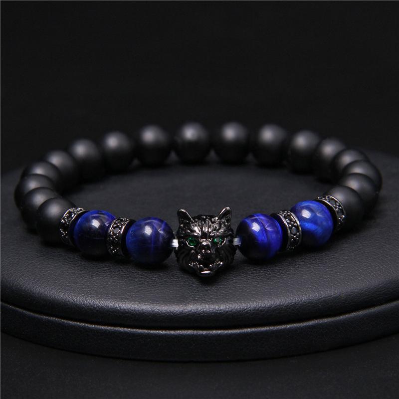 Bracelet œil de Tigre tête de Loup