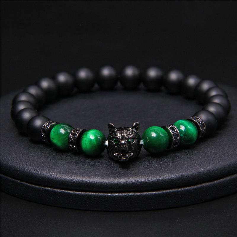 Bracelet œil de Tigre tête de Loup